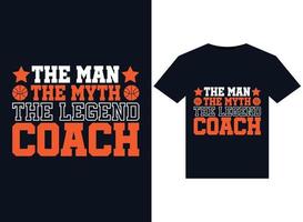 el hombre el mito la leyenda entrenador ilustraciones para el diseño de camisetas listas para imprimir