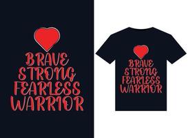 Brave Strong Fearless Warrior illustrations for print-ready T-Shirts design vector