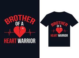 hermano de un guerrero del corazón ilustraciones para el diseño de camisetas listas para imprimir vector