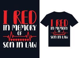 i red in memory of yerno ilustraciones para el diseño de camisetas listas para imprimir vector