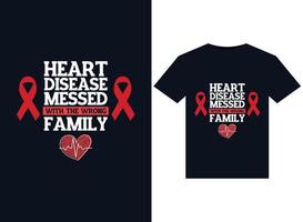 Heart Disease Messed with the Wrong Family illustrations for print-ready T-Shirts design vector