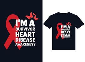 I'm A Survivor Heart Disease Awareness illustrations for print-ready T-Shirts design vector