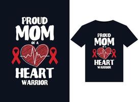 Proud MoM of a Heart Warrior illustrations for print-ready T-Shirts design vector