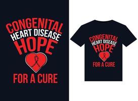 Congenital Heart Disease Hope For A Cure illustrations for print-ready T-Shirts design vector