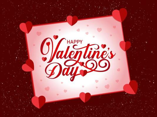 Happy Valentine's day gradient text, hand lettering typography poster white background. Vector illustration. Romantic quote postcard, card, invitation, banner template.