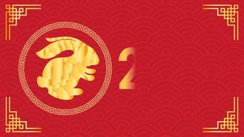 joyeux nouvel an chinois 2023, année de la décoration de fond de lapin, avec la calligraphie chinoise. bonne année. concept de culture asiatique et traditionnelle. 4k video