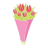 ramo de flores en estilo de dibujo a mano. ramo de primavera con tulipanes. ilustración vectorial vector