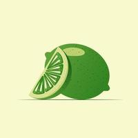 Bright juicy lime citrus in cartoon style vector