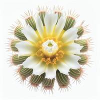 Saguaro cactus blossom flower top view, isolated on a white background, suitable for use on Valentine's Day cards. photo