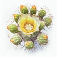 Saguaro cactus blossom flower top view, isolated on a white background, suitable for use on Valentine's Day cards. photo