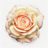 Top view a American Beauty Rose flower isolated on a white background, suitable for use on Valentine's Day cards photo