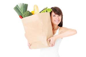 mujer con comida sana foto