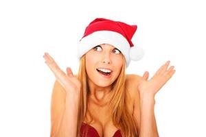 Woman with Santa hat photo