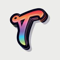 Paint style 3d letter t vector