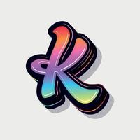 Paint style 3d letter k vector