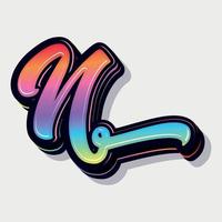 Paint style 3d letter n vector