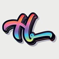 Paint style 3d letter h vector