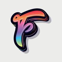 Paint style 3d letter f vector