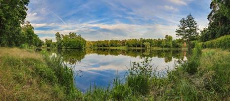 Peaceful scene from lovely small lake near Frankfurt in twillight photo