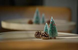 Christmas tree with pine cones Decorate on the drinking table to match the Christmas atmosphere. photo