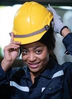 Portrait of a heavy equipment female engineer from a huge industry photo