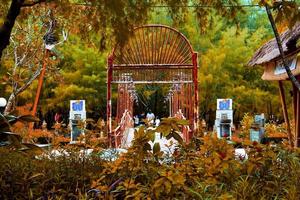 The red bridge entrance is located on Mertasari beach, Denpasar. photo