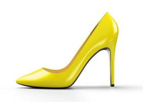 zapatos de mujer amarillos sobre un fondo blanco. ilustración de representación 3d. foto