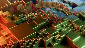 Abstract background with moving wave cubes. 3D rendering illustration. photo