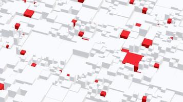 Background of white and red cubes moving at different levels. 3D rendering illustration. photo