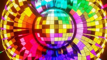 Disco ball on a bright multi-colored background. 3D rendering illustration. photo