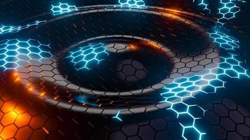 A surface of hexagons moving in waves. 3D rendering illustration photo