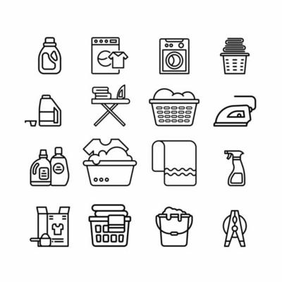 Set of clothes icon line design. Clothes vector illustration with simple  line design suitable for laundry icon or clothing icon Stock Vector