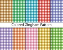Collection Of Seamless Colored Gingham Pattern vector