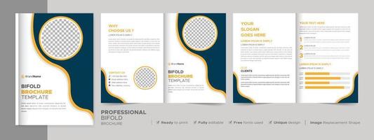 Bifold Brochure Design Template for Your Company, Corporate, Business, Advertising, Marketing, Agency, and Internet Business. vector