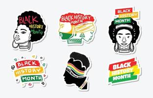 Black History Month Celebration Greeting Stickers Set vector