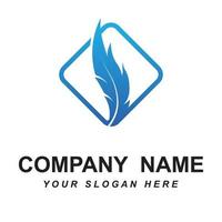 vector de logotipo de pluma con plantilla de eslogan