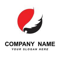 vector de logotipo de pluma con plantilla de eslogan