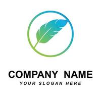 vector de logotipo de pluma con plantilla de eslogan