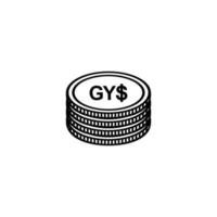 Guyana Currency, Guyanaese Dollar Icon, GYD Sign. Vector Illustration