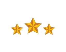 47 Three golden stars. Star icons on white background. Five-pointed shiny star for rating. Rounded corners vector