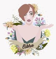 Libra. Zodiac sign. Vector isolated composition.