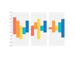 Column infographic chart design template with negative field. Stock indicators. Editable infochart with vertical bar graphs. Visual data presentation vector