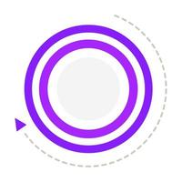 Purple circles and arrow brochure element design. Recurring process. Vector illustration with empty copy space for text. Editable shape for poster decoration. Creative and customizable frame