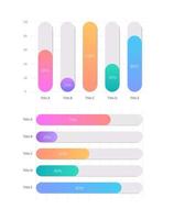 Statistic infographic chart design template set. Representing quantity. Analyzing trends. Visual data presentation. Rectangular bar graphs collection vector