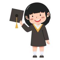 kid girl Cartoon Graduate student vector