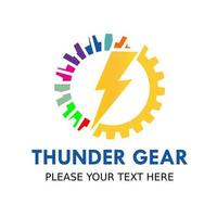 Thunder gear logo template illustration.there gear and thunder. vector