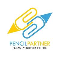 Pencil partner logo design template illsutration. there are two pencil.this is good for education, factory etc vector