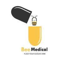 Bee medical design template illustration. there are bee and capsule. this is good for medical, animal, pharmacy, industrial, factory, education etc vector