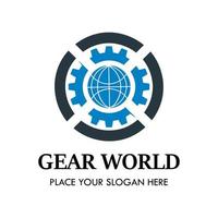 Ilustración de la plantilla de diseño del logotipo de Gear World. hay equipo y mundo. esto es bueno para los negocios, la industria, la fábrica, los medios, el país, el ingeniero, la educación médica, etc. vector