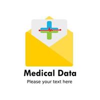 Medical data  logo design template illustration. there are  envelope and croos file. this is good for medical vector